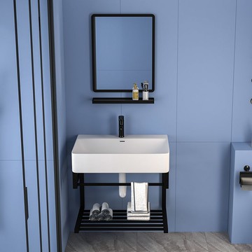 免運 開立發票 洗手盆 陶瓷洗手盆 浴室洗臉盆 陽台洗手盆 小戶型不銹鋼掛墻式洗手盆柜組合洗手池一體洗臉盆衛生間洗漱臺特惠/工廠現貨 特價出 Z1121