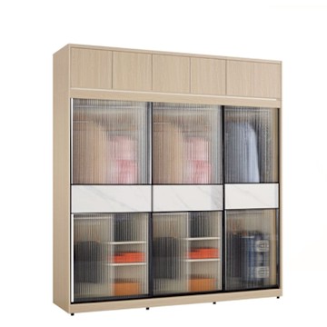 文創集 維爾泰玻璃7尺鋁框岩板加高衣櫃組合(吊衣桿x6＋內多分層格)-182x60x236cm免組