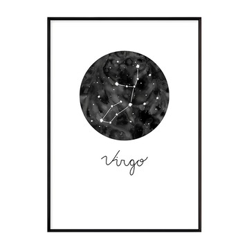 處女座 Virgo 星座圖掛畫  30 x 40cm  黑色