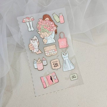 布用女孩日常A款燙印貼 | 熱轉印花貼紙