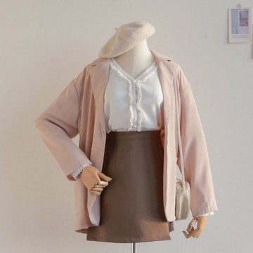 MUMU【T20567-3】V領 薄長袖 雪紡襯衫 蕾絲花邊襯衫 蕾絲襯衫 白色襯衫 長袖女 NG特惠商品 微瑕疵出清