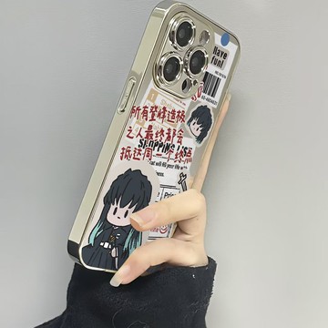 免運+隔日🚚電鍍鏡面手機殼 報紙鬼滅之刃 適用於蘋果17promax 16Pro 15plus14 13 1211防摔