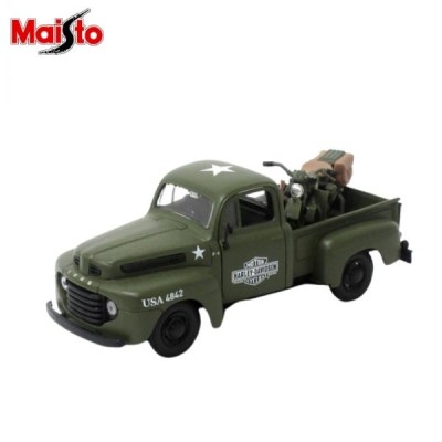 Maisto マイスト 1/24 ダイキャストカー 1948 Ford F-1 Pickup u0026 Harley Davidson 1948 WLA  Panhead (ARMY)ミニカーセット フォード ピックアップトラック | LINEショッピング