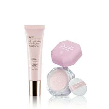MKUP 美咖 粉青春清透柔膚蜜粉+B5 保濕潤色妝前乳(效期:20261231)
