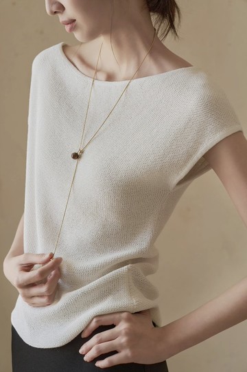 法式極簡 一字領舒適針織T恤上衣