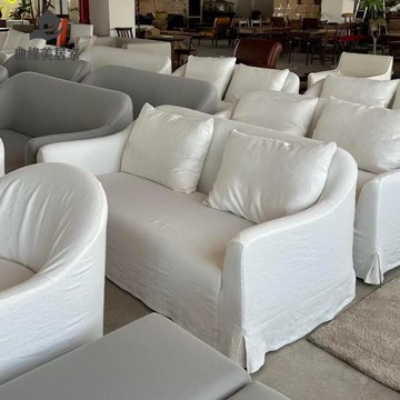 中古侘寂風沙發三人位布藝亞麻可拆洗小戶型客廳民宿現代簡約