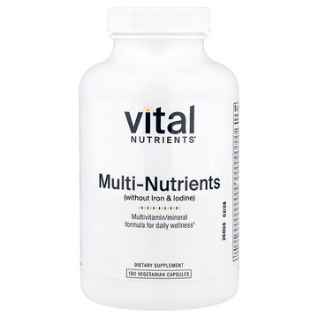 Vital Nutrients, 多營養素（無鐵和碘），180 粒素食膠囊