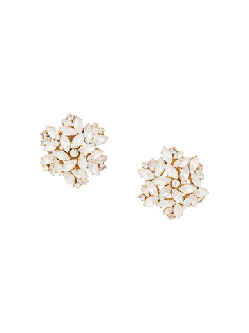 Rewind Vintage Affairs - 1990's leaf embellished earrings - women - Acrylic/Crystal/Gold Plated Metal - One Size - White