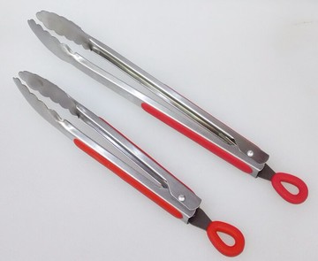 烘焙不銹鋼荷花食品夾子加厚加長硅膠面包蛋糕夾牛排夾燒烤自助餐