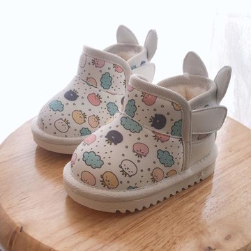 嬰兒棉鞋冬季寶寶雪地靴一歲女童加絨加厚軟底防水防滑保暖短靴1