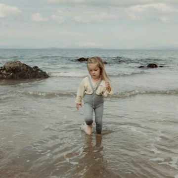 Silly Silas - 有機棉馬賽克吊帶褲 - Marshmallow Sky - 1~2Y