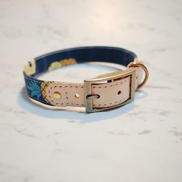 狗 L號 項圈 旺旺鳳梨 格紋 日本布 附鈴鐺