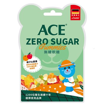 [家速配]ACE ZERO SUGAR Q軟糖(蘋果橘子)40g克x 1Bag袋【Mia C'bon Only】