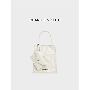 (免運)CHARLES&KEITH春夏穿搭CK2-30782347斜挎褶皺油蠟托特包紙袋包