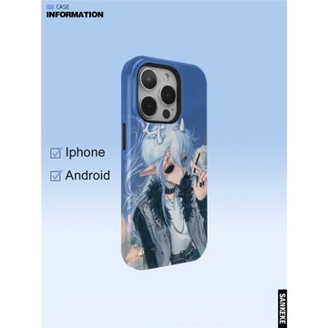 三殼殼原創哥特女韓國涂層菲林二合一手機保護殼適用于蘋果16promax/plus/15/14/13/IMD亮面磨砂全包手機殼