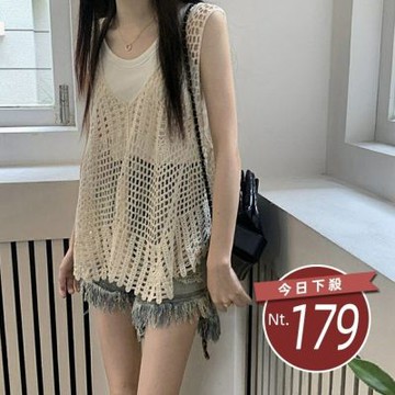 D. Studio 台灣發貨韓版夏季復古鏤空疊穿波西米亞風背心 小可愛 背心 衣服 女裝 上衣V302