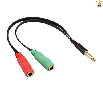 月陽超值2入TPE鍍金1公轉2母耳機加麥克風二合一音源轉接線分接線(CB01X2)