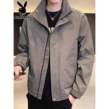 花花公子春季夾克男士2026年新款潮流立領上衣服休閑寬松外套男款