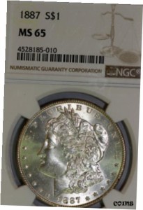 アンティークコイン コイン 金貨 銀貨 Light gold Toned Morgan Silver Dollar that PCGS Graded MS65 -4528185-010 1887-P