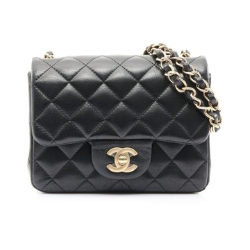 CHANEL 香奈兒 Mini Classic 鏈條 肩背包 黑色 菱格紋 羊皮 A35200 金釦  【二手名牌BRAND OFF】