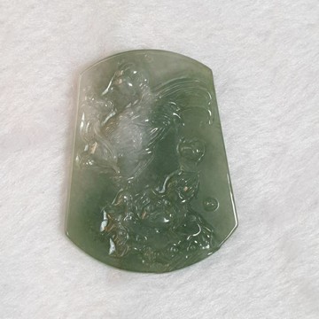 逸品軒～天然緬甸玉A貨-Z6345-冰糯油青鳳凰花開墜子長55.6mm寬42.5mm厚6.8mm