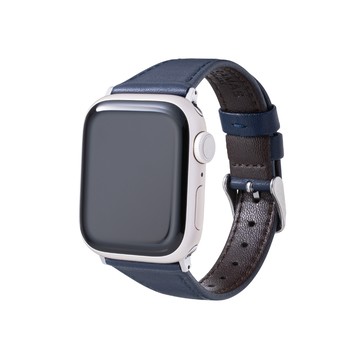 Gramas Apple Watch 44/45/46/49mm 莫蘭迪仕女真皮錶帶-藍
