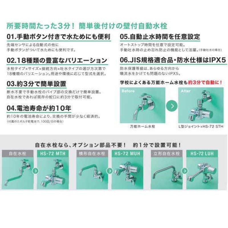 バイタル 自動水栓 デルマン 単水栓 Sサイズ 90mm 上付け 泡沫 HS-72 STH | LINEブランドカタログ