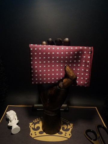 酒紅色真絲小碎花口袋巾復古手帕絲巾