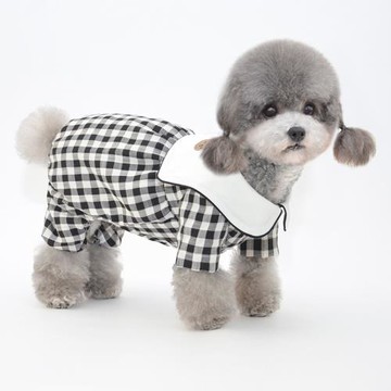 春夏薄款透氣狗狗四腳衣泰迪比熊博美連體衣格子休閑小狗狗衣服潮