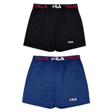 FILA 斐樂 透氣吸濕排汗平口褲2件組  黑色 + 藍色  M