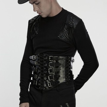 龐克黑暗騎士金屬穿繩皮革腰封 / 萬聖節