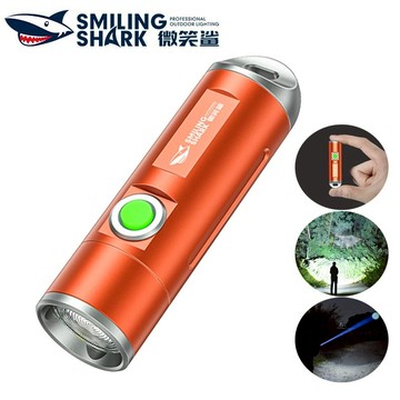 微笑鯊正品 TIP161 LED迷你手電筒 鑰匙扣燈 M60超亮小手電 5檔調焦 Type-C 小巧便攜防水戶外露營工作