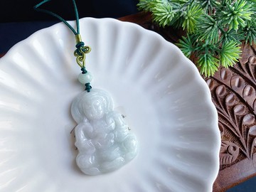 緬甸玉翡翠 正庄觀音 菩薩 掛件 玉牌 天然石 禮物佛像