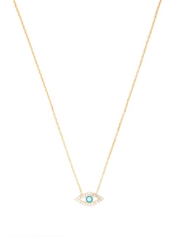 SORU - Carlotta turquoise eye-pendant necklace - women - Gold/Baroque Pearl - One Size