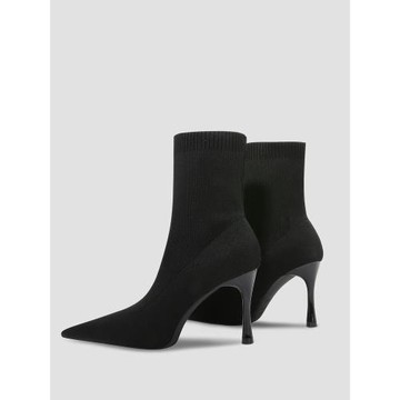 網紅瘦瘦靴酒杯貓跟尖頭短靴女春秋歐美高跟鞋細跟彈力針織襪靴女