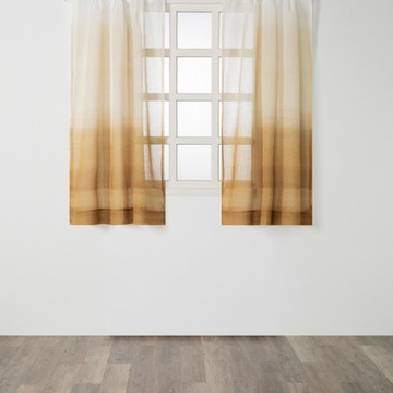 艾禮思仿麻印花半腰窗紗165x270 漸層咖