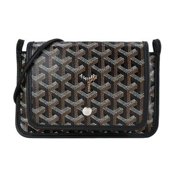 GOYARD PLUMET 經典LOGO翻蓋扁斜背包-黑棕_廠商直送