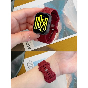 適用於 Fitbit Versa 4 3代 Sense2/1代 雕文矽膠錶帶 柔軟親膚錶帶 小眾運動智能錶帶
