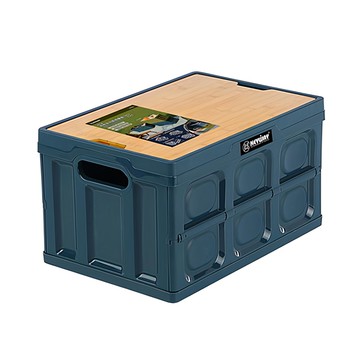 KEYWAY 班布全功能摺疊箱 + 竹蓋 WY-683 50L  352 x 524 x 299mm  藍色  1個