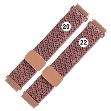 Watchband / 20.22mm / 各品牌通用 快拆型 交叉編織 磁吸玫金扣 尼龍錶帶 藕色 ＃864-NN002-ME