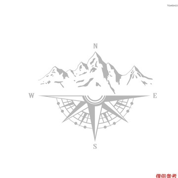 Winn Mountain Compass 貼紙,汽車引擎蓋貼花汽車車身側門指南針防水貼紙,卡車 SUV 越野車乙烯基條