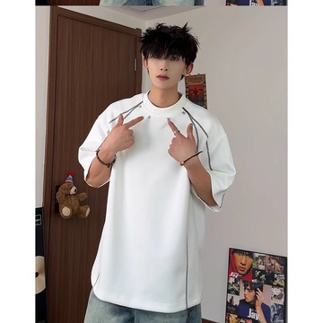 短袖男 夏季新款短T  美式高街短袖 2025青少年寬鬆休閒短袖體恤