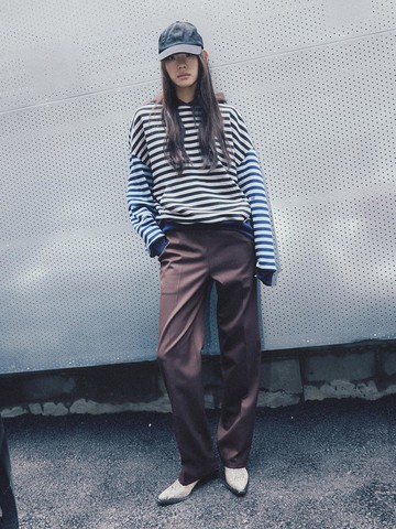 Low Waist Wide Straight Pants [Brown]