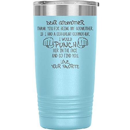 Godmother Tumbler Travel Mug Coffee Cup Funny For Birthday Best Idea Ever God Mother Godparent P-12L (20oz, Light Blue)