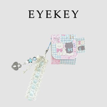 eyekey韓系格紋蝴蝶結貓咪適用airpods1/2/3/4代保護套airpodspro蘋果無線耳機盒airpods2皮質三代藍牙保護殼