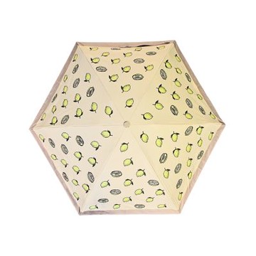 COACH檸檬印花芥末黃底輕量攜帶型晴雨傘