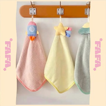 隔日到貨｜卡通多巴安色擦手巾 加厚吸水小方巾 廚房浴室擦手布 超吸水毛巾 可愛家用擦手巾｜FAFA 發發家居 台灣