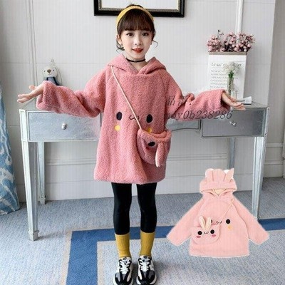 韓国子供服 女の子 冬服 スウェット トレーナー 防寒 裏起毛 キッズ パーカー フード付き ミドル丈 ウサギの耳 フワフワ 通学 可愛い 110 1 130 140 150 160 通販 Lineポイント最大get Lineショッピング