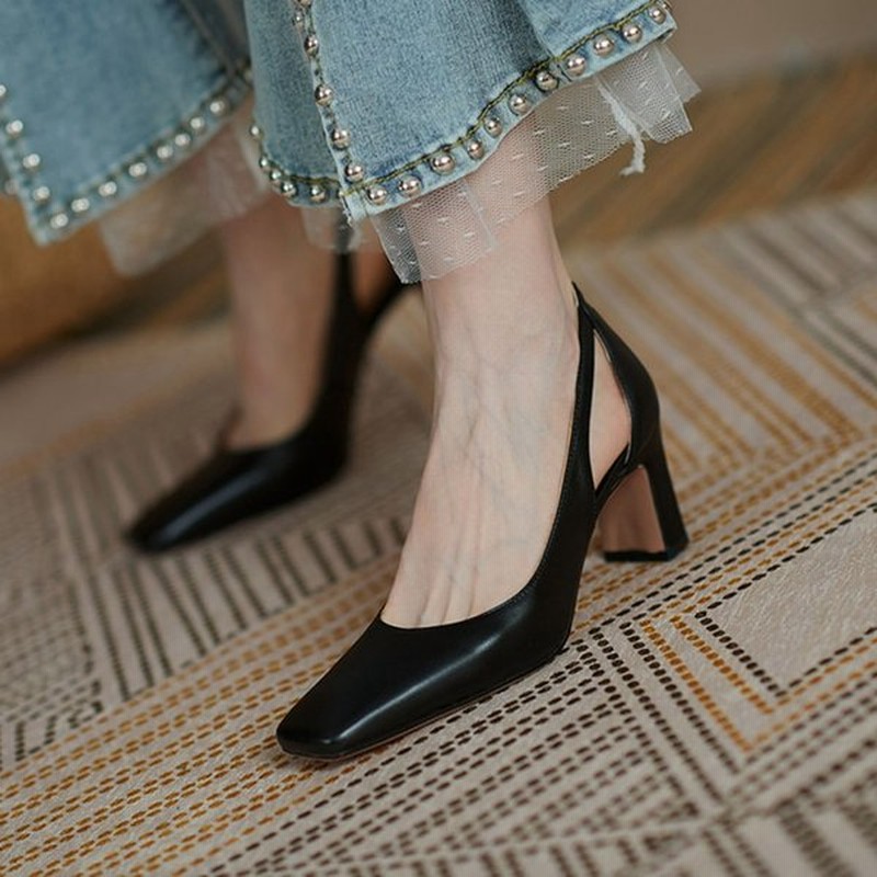 パンプス 痛くない 歩きやすい 走れる 楽 黒 スクエアトゥ ハイヒール 6 5cm チャンキーヒール レディース 履きやすい おしゃれ 滑りにくい 太 ヒール 通販 Lineポイント最大0 5 Get Lineショッピング