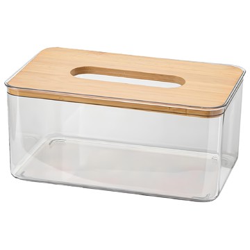 AHOYE 簡約抽取衛生紙盒  透明色/木頭色  1個